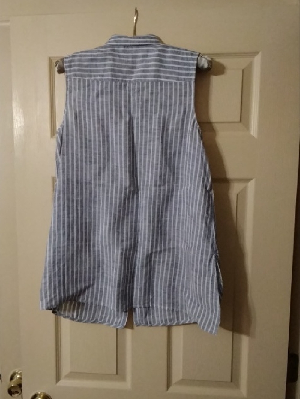 J. Jill Sleeveless Vertical Stripe Tunic - Light Blue & White - Picture 5 of 6